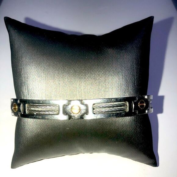Men’s Stainless Steel & 14k Bracelet - Picture 1 of 4